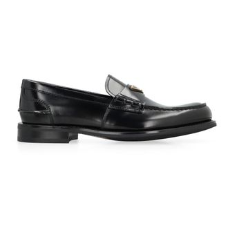 Prada Loafers, male, Black, Size: 8 US Brushed Leather Loafers