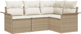 vidaXL Vidaxl - Conjunto De Sof&aacute; De Jard&iacute;n Con Coj&iacute;n 4 Pcs Beige Polirat&aacute;n