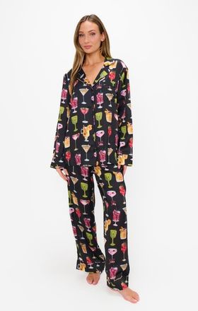 Show me your Mumu Classic PJ Set in Holiday Cocktails Silky at Nordstrom, Size Medium