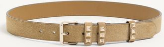 Valentino Garavani Cintura Rockstud in Suede 30 mm Donna HAVANA BEIGE 070
