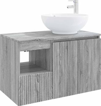 vidaXL Juego De Muebles De Ba&ntilde;o 2 Uds. Sonoma Gris Vidaxl