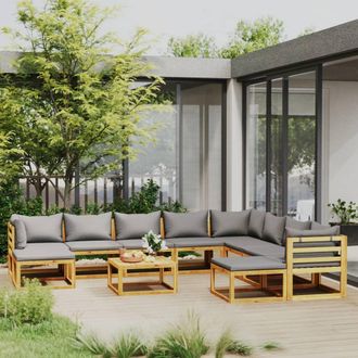 vidaXL Muebles De Jard&iacute;n 11 Pzas Cojines Madera Maciza De Acacia Vidaxl