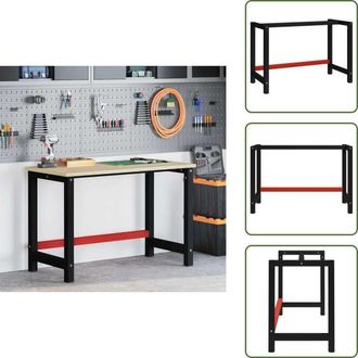 vidaXL The Living Store Telaio per Banco da Lavoro in Metallo 120x57x79 cm Nero e Rosso - Banco da lavoro in metallo
