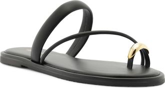 Arezzo Pamela Flat Sandal in Black at Nordstrom, Size 7.5