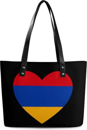 Generic Armenian Flag Heart Tote Bags for Women Cute Shoulder Purses Handbags