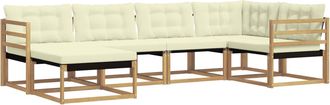 vidaXL Conjunto De Sof&aacute;s De Exterior 6 Uds. Blanco Y Crema Vidaxl