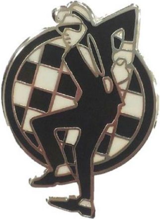 SKA Shoes Dancing Man Enamel Pin Badge Black/White 2cm x1.5cm