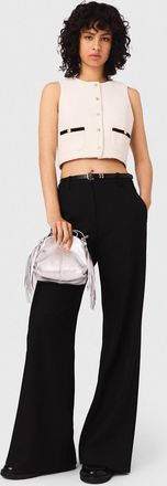 Maje Sleeveless Tweed Lurex Top - Off White - Maje