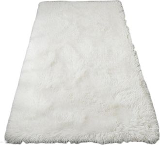 OEM Tapis Shaggy - 120 X 160 Cm - Poils 4 Cm - Blanc Beige - Pour Salon Chambre Descente De Lit - 1 Piece