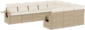 vidaXL Juego De Sof&aacute;s Jard&iacute;n Con Cojines Beige 10 Pzas Rat&aacute;n Sint&eacute;tico Vidaxl