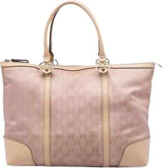 Gucci Pre-owned Canvas Tote Bag - Dames - Vintage Shopper - Roze - ONE Size - Leer - Vintage