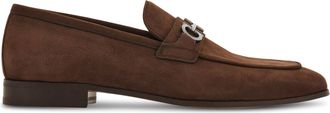 Ferragamo Elongated Brown Suede Shoes with Silver-toned Detail