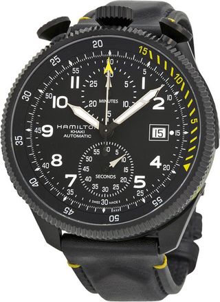 Hamilton Pre-owned Hamilton Khaki Aviation Takeoff Chronograph Automatic Black Dial Mens Watch H76786733