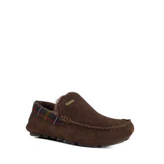 Dune London Barbour Mens Monty Slipper - Suede Moccasin Slippers - Brown - Size UK 10