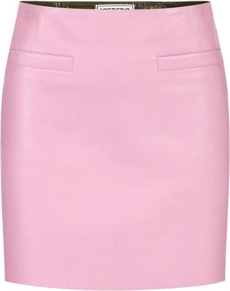 Iceberg Mini Fit Two-Tone Nappa Leren Rok - Dames - Leren & Su&egrave;de rokken - Roze - XS - Leer - Rokken