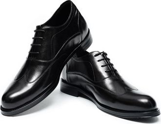 Generic Mens Pointed Toe Office Dress Shoes Lace Up Vintage Oxfords Low Block Heel Wedding Party Prom Shoes,Black,7.5 UK