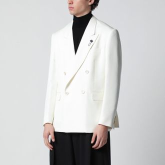 Lardini White viscose double-breasted suit