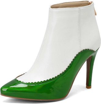 Generic Womens Formal Occasion Ankle Boots - Pointed Toe Stiletto Heel with Zip, Versatile Dress Booties for Evening and Office,Green,5.5 UK