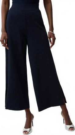 Joseph Ribkoff Pull On Side Slit Culotte Pants In Midnight Blue