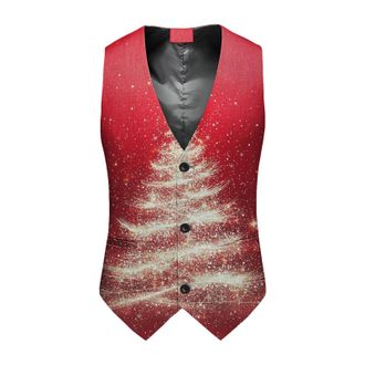 Generic Christmas Waistcoat Mens Fun Waistcoat Fun Christmas Festive Happy Santa Claus Xmas Holiday Dress V-Neck Snowflake Xmas Waistcoats V Neck Sleeveless S