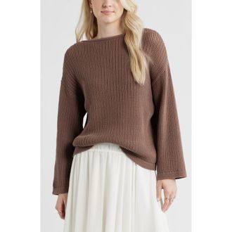 BP. Cotton Open Stitch Sweater in Brown Quartz at Nordstrom, Size Xx-Small