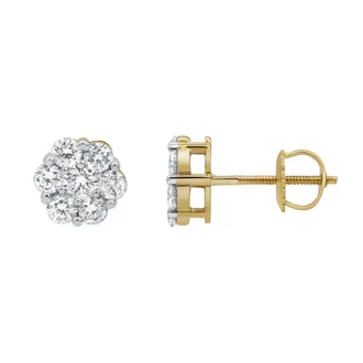 LuvMyJewelry Meadow 0.75 Ct TW Lab Grown Diamond Cluster Studs 14K Gold Earrings