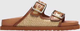 Birkenstock Sandali flat 1774 Arizona in pelle e rafia bicolore