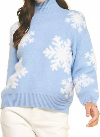 Pinch Design Snowfall Mock Neck Sweater In Light Blue