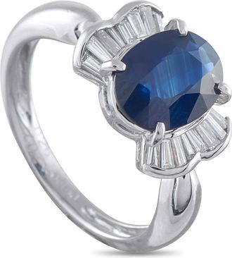 Luxury Bazaar Platinum 0.26ct Diamond and Sapphire Ring MF06-110625