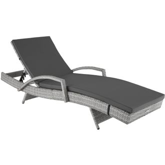 TecTake Oc&eacute;ane Aluminum Rattan Sun Lounger in Light Grey | Size: 1 Seater