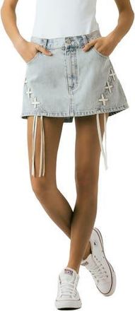 Blank NYC Lace-Up Denim Micro Miniskirt in Tie Breaker at Nordstrom Rack, Size 28