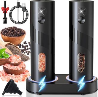 OEM Juego De Molinillos El&eacute;ctricos De Pimienta, Paquete De 2 Molinillos El&eacute;ctricos De Sal Y Pimienta, Saleros Y Pimenteros El&eacute;ctricos Autom&aacute;ticos Con Base