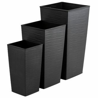 OEM Juego De 3 Macetas Negras Porto Riflo
