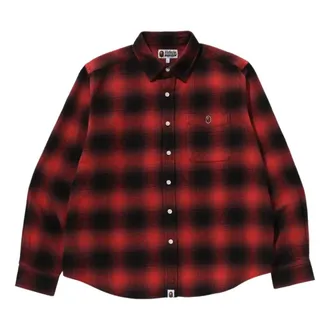 A Bathing Ape One Point Ombre Check Relaxed Fit Long-Sleeve Shirt Red 1K70-131-002
