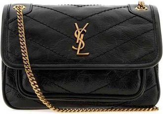 Saint Laurent Black Leather Mini Niki Shoulder Bag Nero Borse A Mano