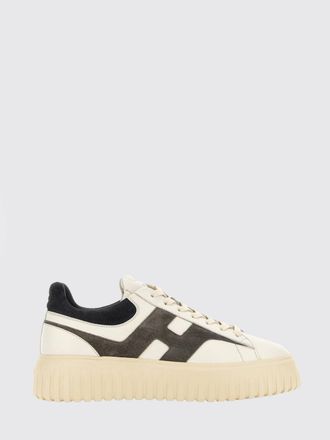 Hogan H-Stripes Leather and Suede Trainers with H Logo and Platform Sole