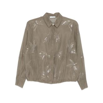 PANICALE Shirts, female, Beige, Size: S Sequin-detail Blouse