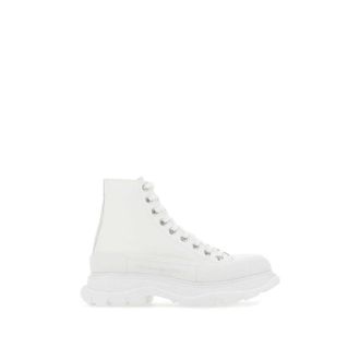 Alexander McQueen Alexander McQueen, Lace-up Boots, male, White, Size: 9 1/2 US White canvas and rubber Tread Slick sneakers