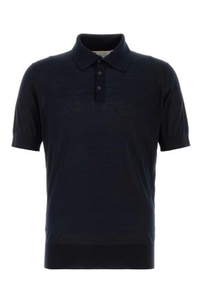 Brunello Cucinelli Brunello Cucinelli Midnight Blue Silk Blend Polo Shir