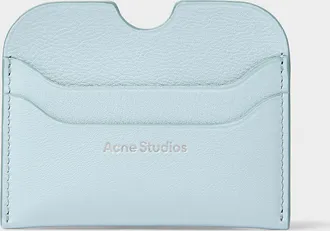 Acne Studios Mens Powder blue leather logo card holder