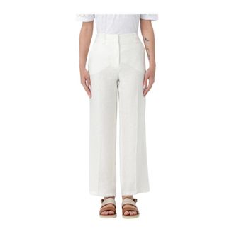 Peuterey Wide Trousers, female, White, S, Wide Leg Linen Trousers