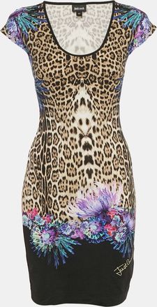 Just Cavalli Brown Leopard Print Jersey Mini Dress