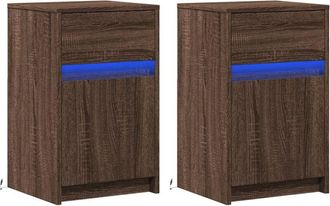 vidaXL Vidaxl - Bedside Cabinets with led Lights 2 pcs Brown Oak Engineered Wood