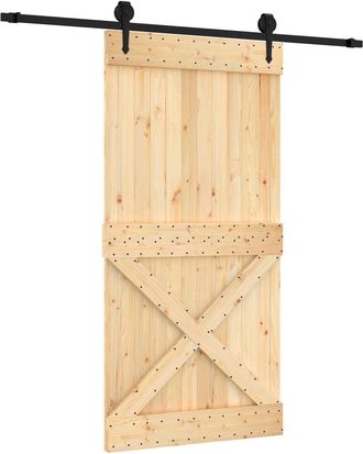 vidaXL Puerta Corredera Natural Y Negro 100 X 210 Cm Vidaxl