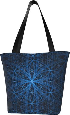 AOOEDM Sacred Geometry Patterns Tote Bag Women Capacity Shoulder Grocery Shopping Bags