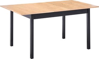 Beliani Mesa De Comedor Extensible Madera Clara Y Tablero De Madera De Caucho Negro 120/150 X 80 Cm Hoja De Mariposa Houston