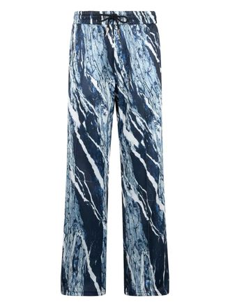 Roberto Cavalli Marble trousers - men - Polyester/Polyester - L - Blue