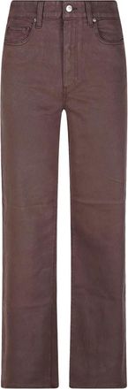Paige Anessa 31 Wijde Pijpen Jeans - Dames - Regular Fit Jeans - Bruin - W25 - Katoen - Jeans
