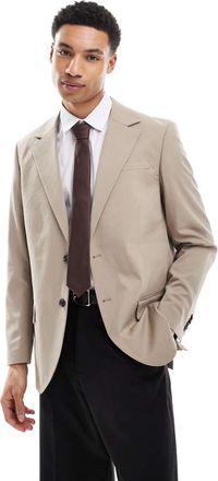 Jack & Jones Premium franco relaxed fit jacket in beige-Neutral