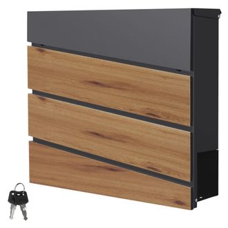 ML Design Buz&oacute;n correo de exterior aspecto de madera, antracita 37 x 37 x 11 cm